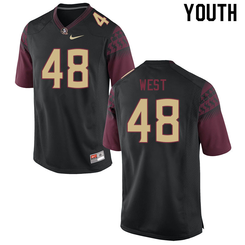 Youth #48 Jackson West Florida State Seminoles College Football Jerseys Sale-Black